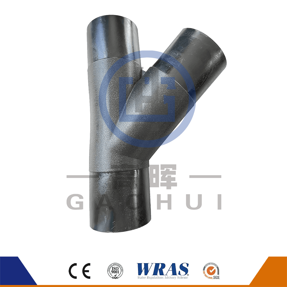 Vật liệu trinh tiết của HDPE Mông Fusion Wye Tee Tee Tee 45 độ Y Chi nhánh cho đường ống nước